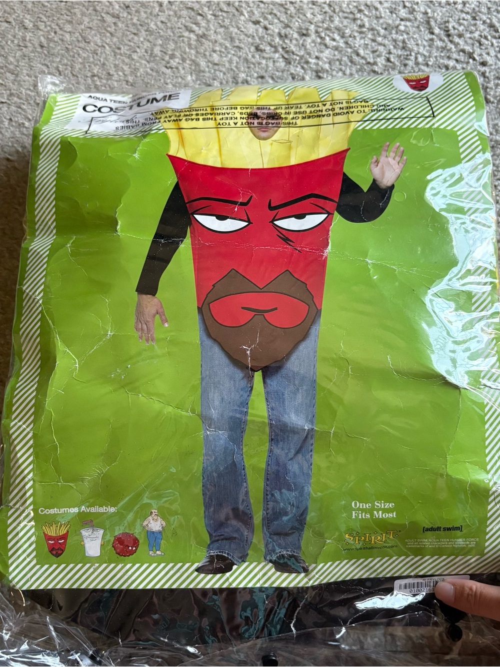 Vintage Aqua Teen Hunger Force Frylock French Fry Graphic Costume One Size Rare